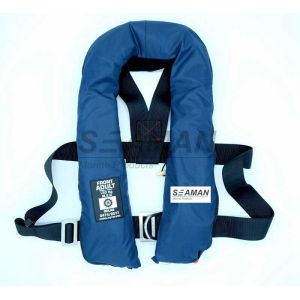 Buy cheap SOLAS 275N Navy Blue Inflatable Life Jacket Double Air Chamber 60G Cylinder With from wholesalers