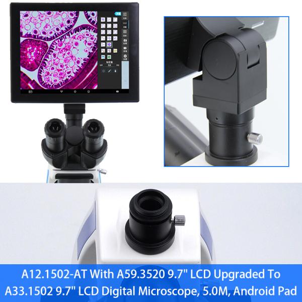 infinity Plan Achromatice Compound Optical Microscope 3W LED A12.1502 Backward Quadruple Nosepiece