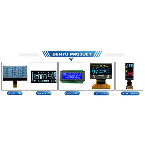 Lcd Genyu Monochrome Cob Design TN/HTN/STN/FSTN Display Modules 7 Segment Lcd Board 76*58 mm Display Size and Green LEDs
