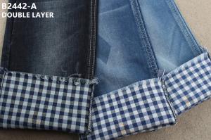 China 403gsm Lattice Double Layer Dobby Denim Fabric Denim Jacket Material on sale