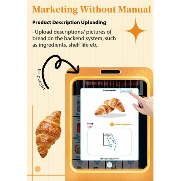 Outdoor Bakery Vending Machine With Angled Touchscreen Display clear visibility easy operation