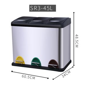 Silver Smudge Proof 45L Compartment Trash Can