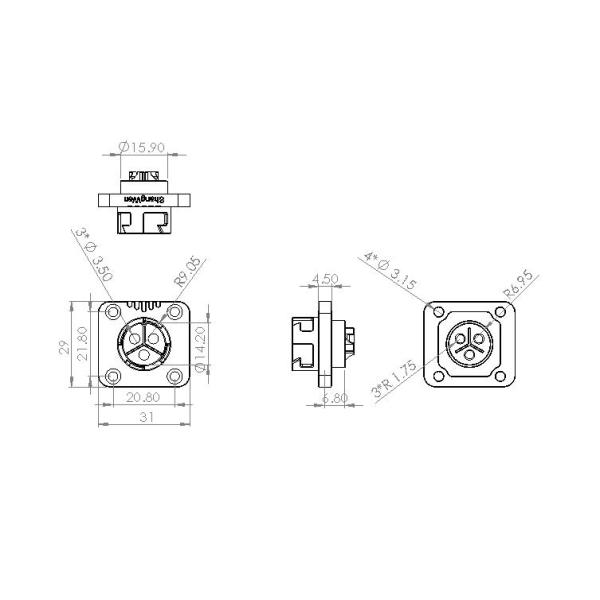 Stable 3 Pin Waterproof Connector Socket Male Connector Electrical CE Approved