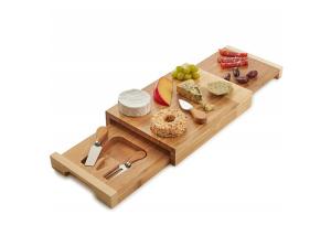 Quality Non Toxic Bamboo Cheese Board Set Cutlery Set With With Drawer And Platter wholesale
