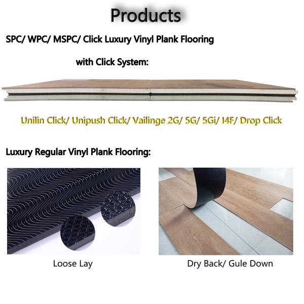 Wood Grain Unilin Click Spc Flooring 7mm PVC Hybrid Vinyl Plank Flooring