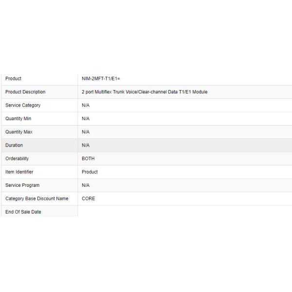NEW CISCO NIM-2MFT-T1/E1 Fourth-Generation 2 port Multiflex Trunk Voice and WAN Network Interface Module