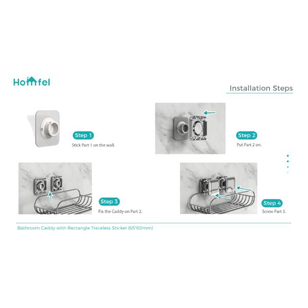 Multi Function Stainless Steel Hanging Shower Caddy With Suction Cup