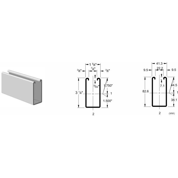 41mmx82mm Galvanized Steel Strut C Channels 1-5/8" X 3-1/4"