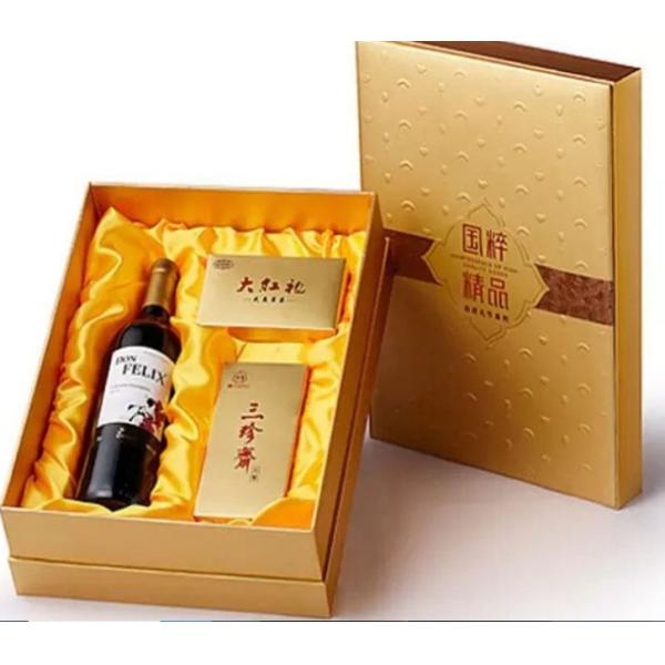 luxurious lid and base tea and wine packaging box with shoulder high end velvet tray tea box