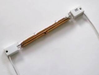 high quality gold plating heating element twin quartz tubes , half gold coated quartz heating lamp