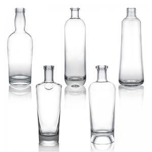 Quality Base Material Glass Customized 500ml 700ml 750ml Super Flint Round Clear Glass Bottle wholesale