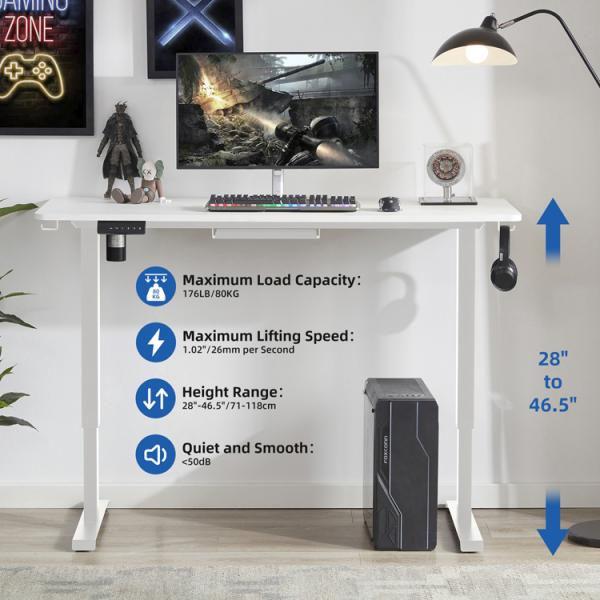 Wooden Standing Table with Up/Down Operation Panel Deluxe Mid Century Modern Design