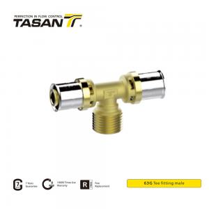 Quality Heating System  Brass Press Fittings Male Tee Fitting ISO228  Thread 63G wholesale