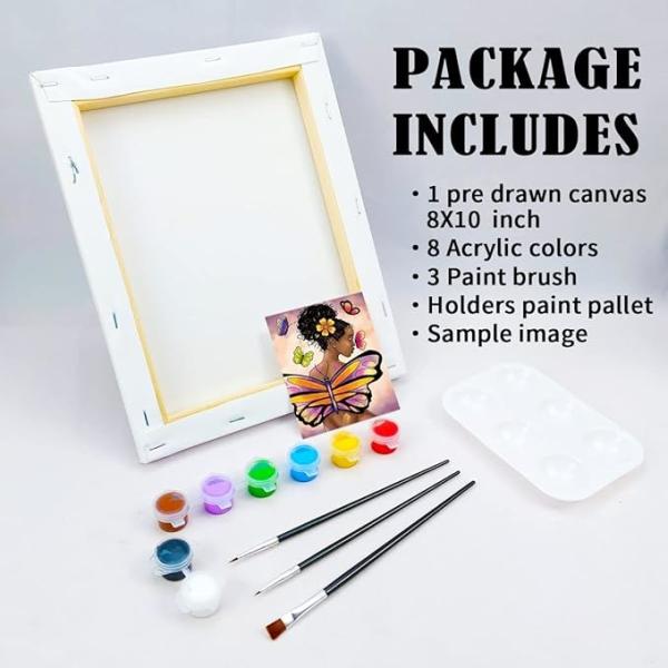 Butterfly Girl Cotton Pre Drawn Painting Canvas Kits For Adult Valentine Gifts