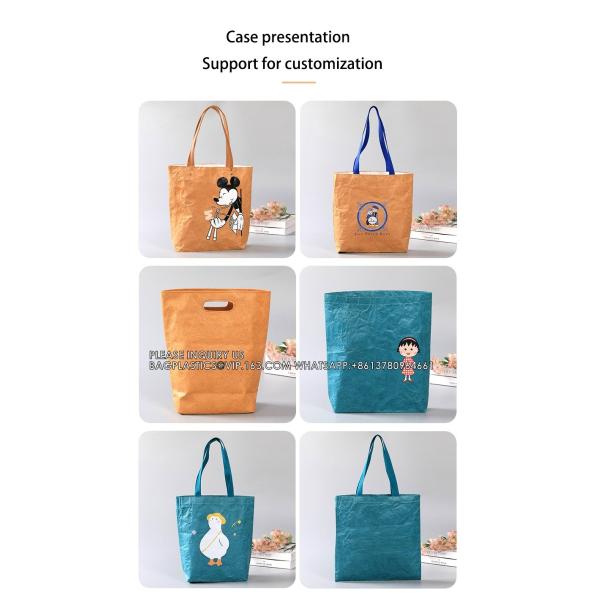 Tyvek DuPont Paper Vintage Kraft Paper Outgoing Shopping Handbag Printed LOGO Waterproof One Shoulder Bag