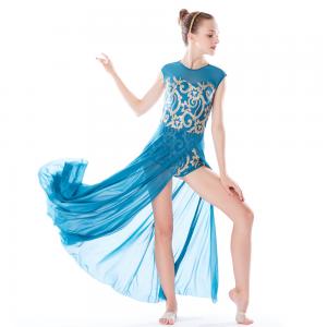 China Rich Gold Dance Competition Wear Stretch Mesh Overlay Fairy Tale Sleeveless Maxi Long Dresses on sale