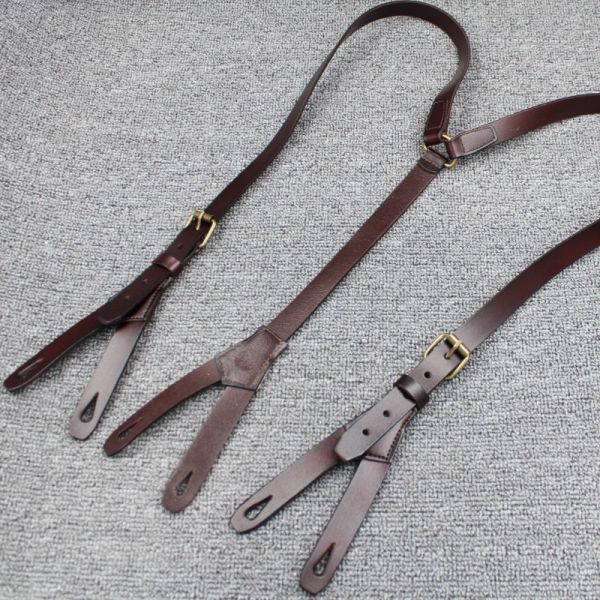 Mens Shirt Elastic Strap Clip Denim Pants 1.7cm Leather Casual Suspenders