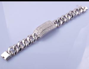 Quality 96.25 Grams 925 Silver CZ Bracelet 19cm Matching Magnetic Bracelets For Couples wholesale