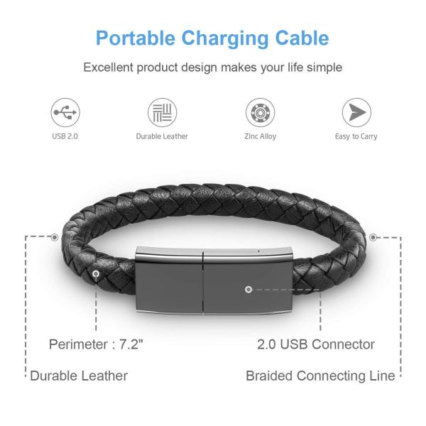 Fast Charging Usb Type C Charging Bracelet Pu Leather For All Mobile Phone