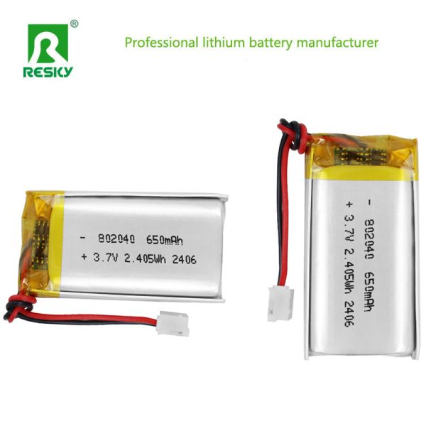 Lithium Polymer Battery Pack 802040 3.7V 7.4V 650mAh 2.4wh Power Li-Polymer Batteries For Led Lamp