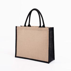 Quality Lamination Burlap Jute Shopping Grocery Tote Bags PE Coating Reusable wholesale