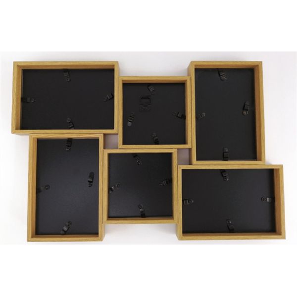 Decorative 6 Openings Wooden Photo Frames Plain Wall Hanging Collage Picture Frames