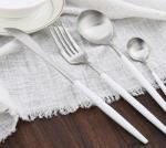 18/8 White Handle Stainless Steel Cutlery Set Flatware Set Dinnerware NC099