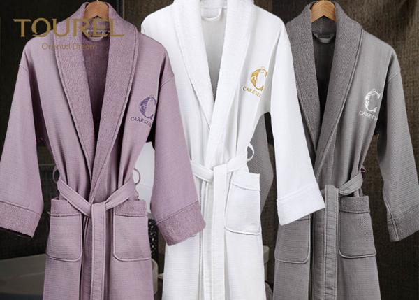 Cheap Custom Logo Hotel Quality Towelling Robes Cotton Plain Dyed Terry For Sleep for sale