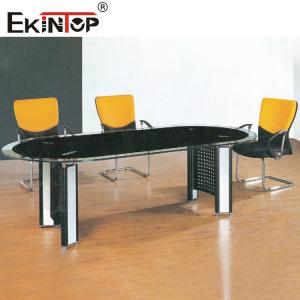 Quality SGS Black Glass Conference Table Enhance Professional Image Show Business Taste wholesale
