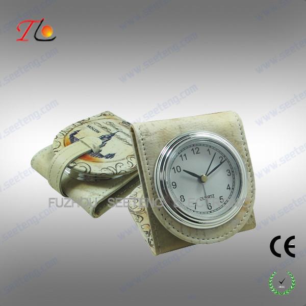 Cheap Folding mini fancy desk alarm clock and travel alarm clock with moscow building printed for sale