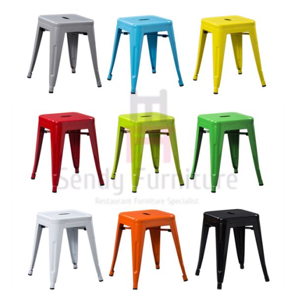 Custom Color Tolix Style Bar Stool , Coffee Shop Tolix Chair Wooden Seat