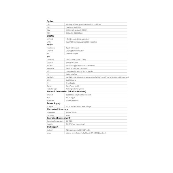 H3 Smart HMI Motherboard Quad-core Mali-T764 4-pole 3.5mm jack Headphone