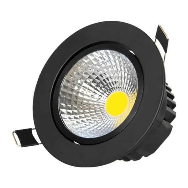 15w 3w LED Ceiling Spotlights Black COB Recessed Ceiling Light