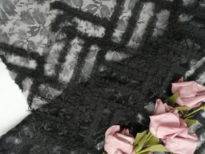 Quality Tulle Mesh Embroidery Black Flower Applique Lace Fabric wholesale