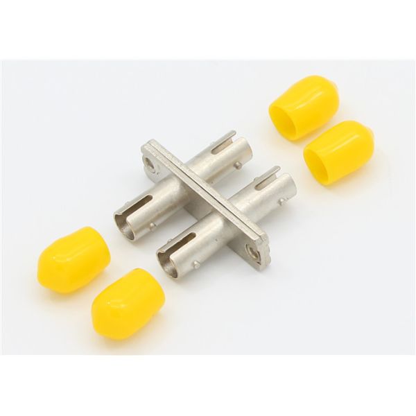 Fiber Optic Adapter ST to ST UPC Duplex Single Mode With Metal Body Yellow Color