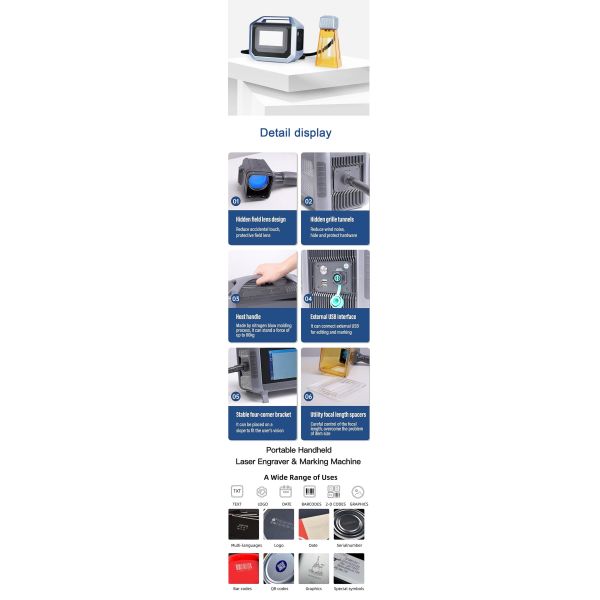 Best Products Mini Portable Laser Marker 20W 30W Fiber Optic Handheld Laser Machine Working Accuracy 0.001