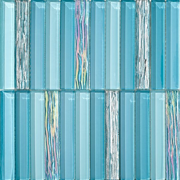 Firebrick 300x300mm Blue Glass Mosaics For Hotel And Living Room Stain-Resistance