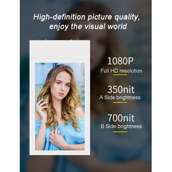 Hanging Wall Mounted Window LCD Display Menu Board 1080P For Restaurant Coffee Shop