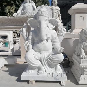 Quality Lord Ganesh Statues Marble Sculpture Life Size Hindu God Garden Statue White Stone Carving Indian Religions wholesale