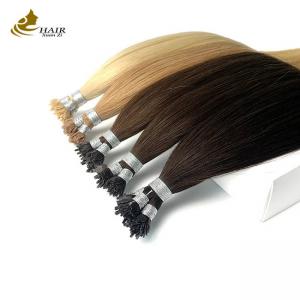 China 0.5g Pre Bonded Keratin Hair Extensions Natural Black Silky Straight on sale