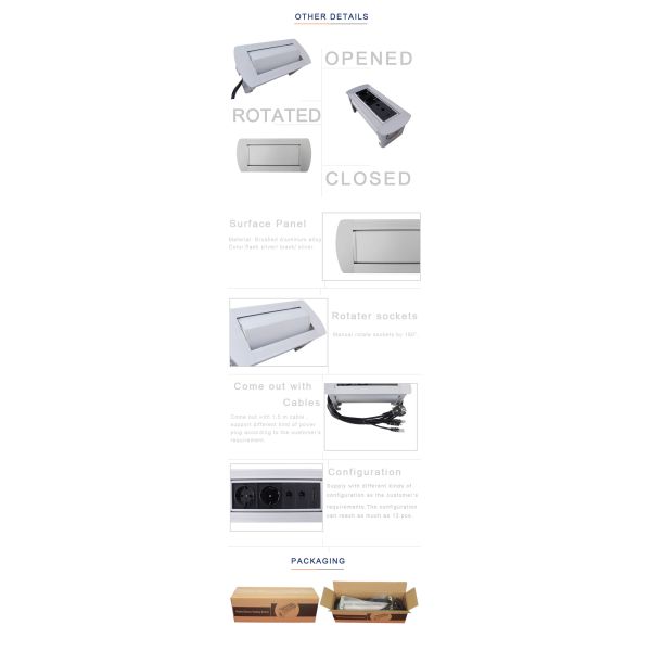 European power manual rotate desk mounted socket outlet for office furniture