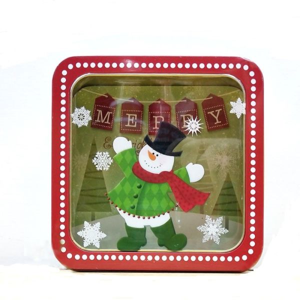 Wholesale Popcorn Tins Square Tin Box with PVC Window Printed Holiday Boston Tins