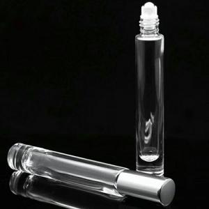 China 15ml glass roll on bottle round shape clear cosmetic perfume vial on sale