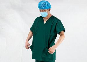 Quality Hospital Use Medical Surgical Scrub Suits Short Sleeve 100% Cotton V Neck wholesale