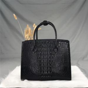 China Authentic Crocodile Skin Women Black Totes Purse Genuine Alligator Leather Lady Shoulder Bag Female Three-way Handbag on sale