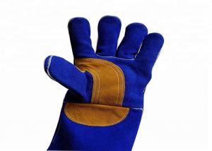 China Blue Leather Welding Gloves , Industry Protective Working Safety Gloves on sale