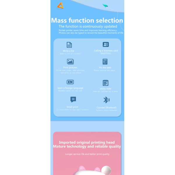 58mm Barcode Printer Machine 200dpi Pocket Mini Printer For Student