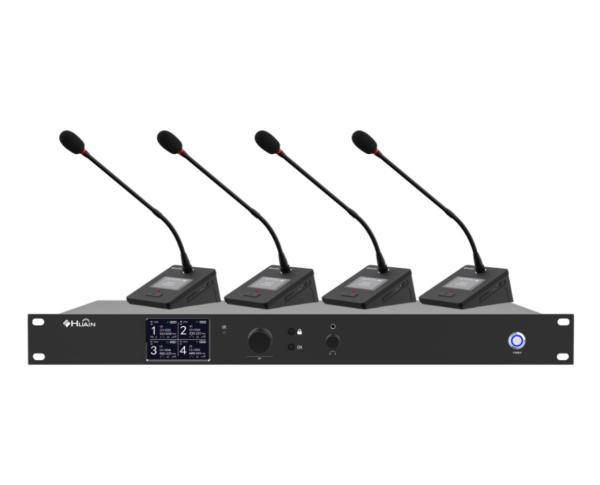 Wireless Microphone System Physical Button UHF 4 Channel Lecture Desktop