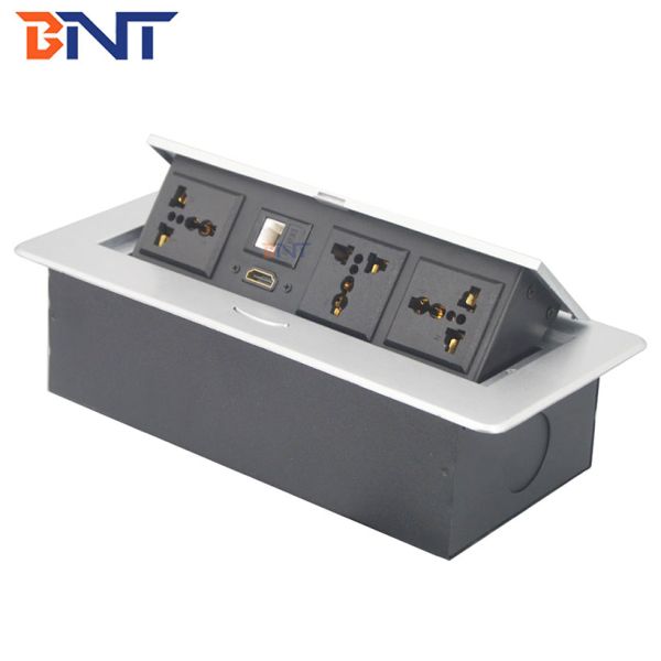 Video conference solution power changeable tabletop media pop up power outlet