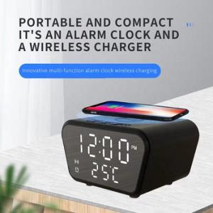 Quality Black Wireless Phone Charger With Alarm Clock , Qi Charger Clock For Airpods wholesale